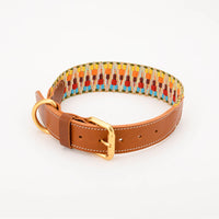 HKM-3090749 Woven Cowhide Dog Collar with Traction Rope for Medium to Large Dogs