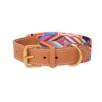 HKM-3090749 Woven Cowhide Dog Collar with Traction Rope for Medium to Large Dogs
