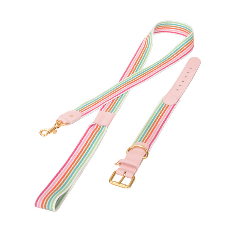 HKM-3090749 Woven Cowhide Dog Collar with Traction Rope for Medium to Large Dogs
