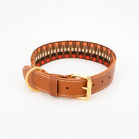 HKM-3090749 Woven Cowhide Dog Collar with Traction Rope for Medium to Large Dogs