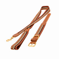HKM-3090749 Woven Cowhide Dog Collar with Traction Rope for Medium to Large Dogs