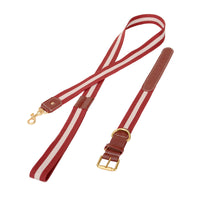 HKM-3090749 Woven Cowhide Dog Collar with Traction Rope for Medium to Large Dogs