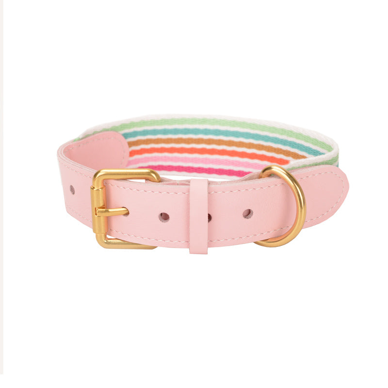 HKM-3090749 Woven Cowhide Dog Collar with Traction Rope for Medium to Large Dogs