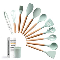HKM-309075 12-Piece Silicone and Wood Kitchen Utensil Set for Cooking and Baking