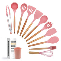 HKM-309075 12-Piece Silicone and Wood Kitchen Utensil Set for Cooking and Baking