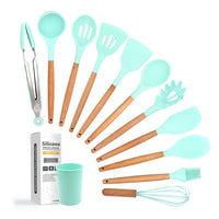 HKM-309075 12-Piece Silicone and Wood Kitchen Utensil Set for Cooking and Baking