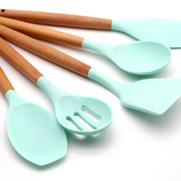HKM-309075 12-Piece Silicone and Wood Kitchen Utensil Set for Cooking and Baking