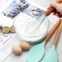 HKM-309075 12-Piece Silicone and Wood Kitchen Utensil Set for Cooking and Baking