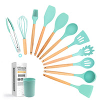 HKM-309075 12-Piece Silicone and Wood Kitchen Utensil Set for Cooking and Baking