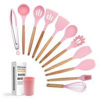 HKM-309075 12-Piece Silicone and Wood Kitchen Utensil Set for Cooking and Baking