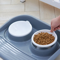 HKM-3091133 Dual-Purpose Anti-Skid Dog Feeder - Plastic Double Bowl for Eating and Drinking