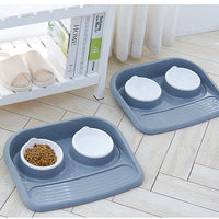 HKM-3091133 Dual-Purpose Anti-Skid Dog Feeder - Plastic Double Bowl for Eating and Drinking