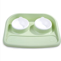 HKM-3091133 Dual-Purpose Anti-Skid Dog Feeder - Plastic Double Bowl for Eating and Drinking