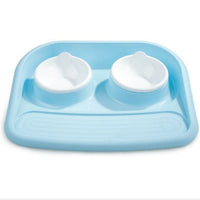 HKM-3091133 Dual-Purpose Anti-Skid Dog Feeder - Plastic Double Bowl for Eating and Drinking