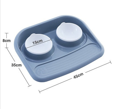 HKM-3091133 Dual-Purpose Anti-Skid Dog Feeder - Plastic Double Bowl for Eating and Drinking