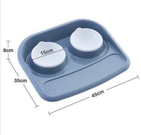 HKM-3091133 Dual-Purpose Anti-Skid Dog Feeder - Plastic Double Bowl for Eating and Drinking