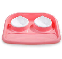 HKM-3091133 Dual-Purpose Anti-Skid Dog Feeder - Plastic Double Bowl for Eating and Drinking