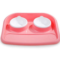 HKM-3091133 Dual-Purpose Anti-Skid Dog Feeder - Plastic Double Bowl for Eating and Drinking