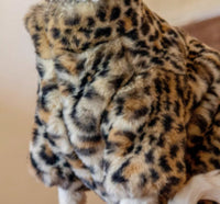 HKM-3091517 Fluffy Leopard Print Cat Coat - Short Plush Fur Clothing for Hairless Cats