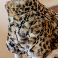 HKM-3091517 Fluffy Leopard Print Cat Coat - Short Plush Fur Clothing for Hairless Cats