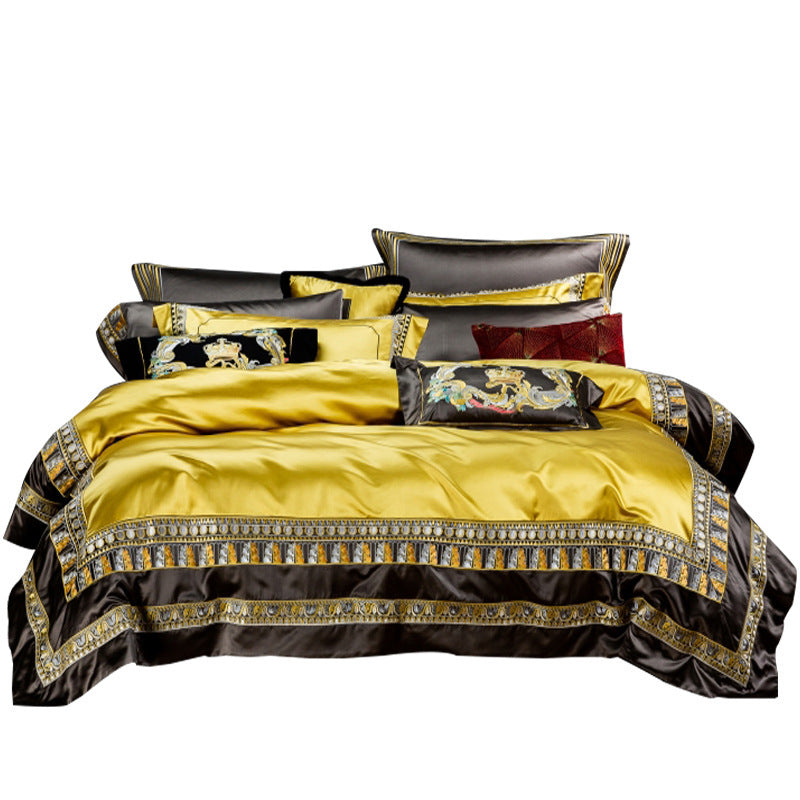 HKM-309203 European-Style 100% Cotton Four-Piece Bedding Set for 1.5m and 1.8m Beds