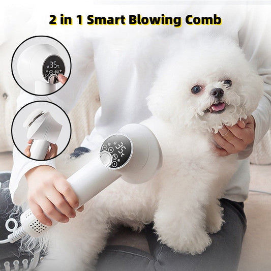 HKM-3092541 Smart Pet Hair Dryer with Comb Attachment for Dogs and Cats - Silent, Safe Grooming Tool