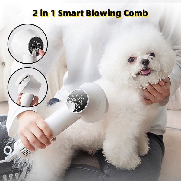 HKM-3092541 Smart Pet Hair Dryer with Comb Attachment for Dogs and Cats - Silent, Safe Grooming Tool