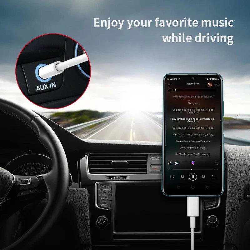 HKM-309267 Type C to 3.5mm AUX Converter Cable for Compatible Devices and Car Audio Systems