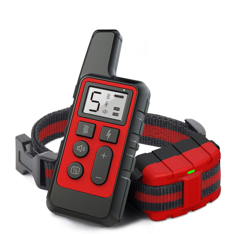 HKM-3092925 Red Adjustable Dog Training Collar with Remote Control and Vibration Options