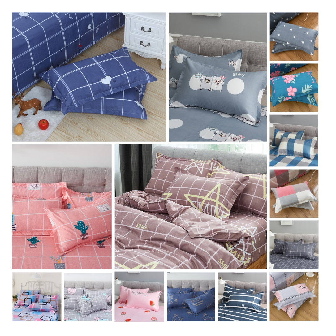 HKM-309331 Brushed Polyester Double Pillowcase – 74x48cm, 16 Patterns Available