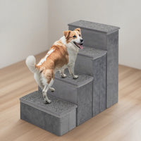 HKM-3095101 Foldable 4-Step Dog Stairs with Non-Slip Design and Adjustable Height for Easy Pet Access