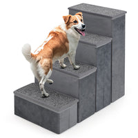 HKM-3095101 Foldable 4-Step Dog Stairs with Non-Slip Design and Adjustable Height for Easy Pet Access