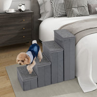 HKM-3095101 Foldable 4-Step Dog Stairs with Non-Slip Design and Adjustable Height for Easy Pet Access