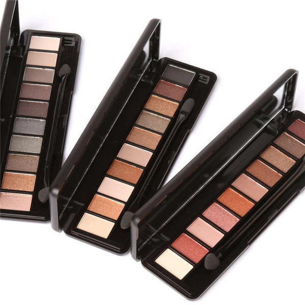 HKM-309587 10-Color Matte Waterproof Eyeshadow Palette in Earth Tones with Pearlescent Finish