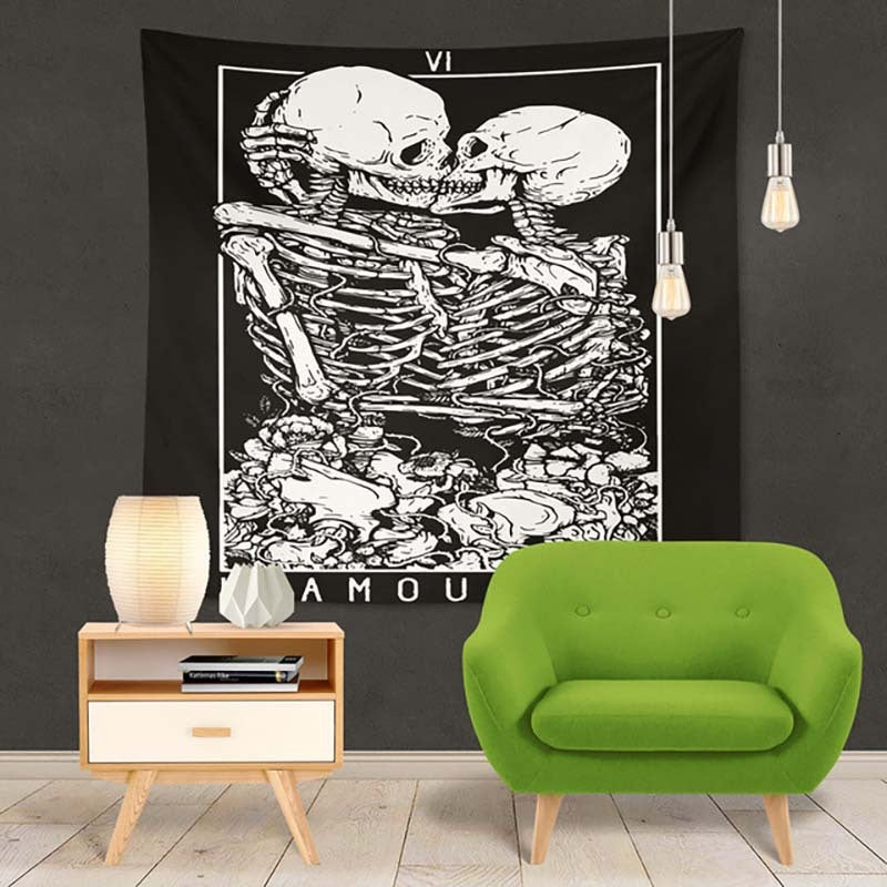 HKM-309587 Skull Landscape Tapestry Background Cloth for Home Decoration