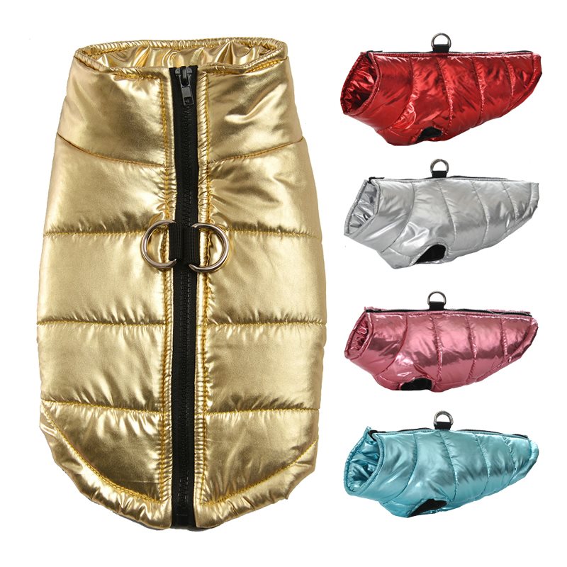 HKM-3096381 Cozy Autumn and Winter Dog Vest Jacket in Red, Pink, Blue, Gold, and Silver - Sizes SM to XXXL