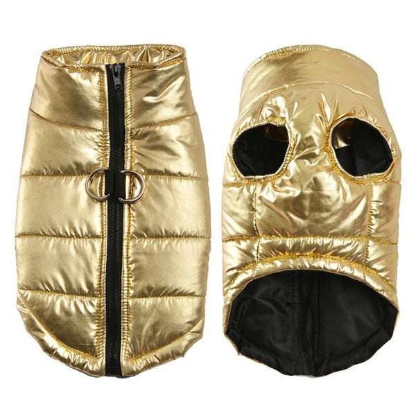 HKM-3096381 Cozy Autumn and Winter Dog Vest Jacket in Red, Pink, Blue, Gold, and Silver - Sizes SM to XXXL