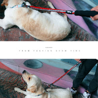 HKM-3096509 High Elastic Pet Leash for Dogs - Suitable for 10-60kg, Black/Red, Reflective Nylon Design