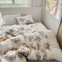 HKM-309843 Pastoral Small Floral Pure Cotton Bedding Set - Available in 1.2m, 1.5m, and 1.8m Sizes