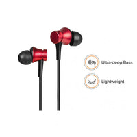 HKM-309843 Wired Piston In-Ear Headphones with 3.5mm Audio Jack - Available in Blue, Red, and Black