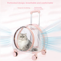 HKM-3098941 Transparent Pet Trolley Bag with Large Capacity and Universal Wheels