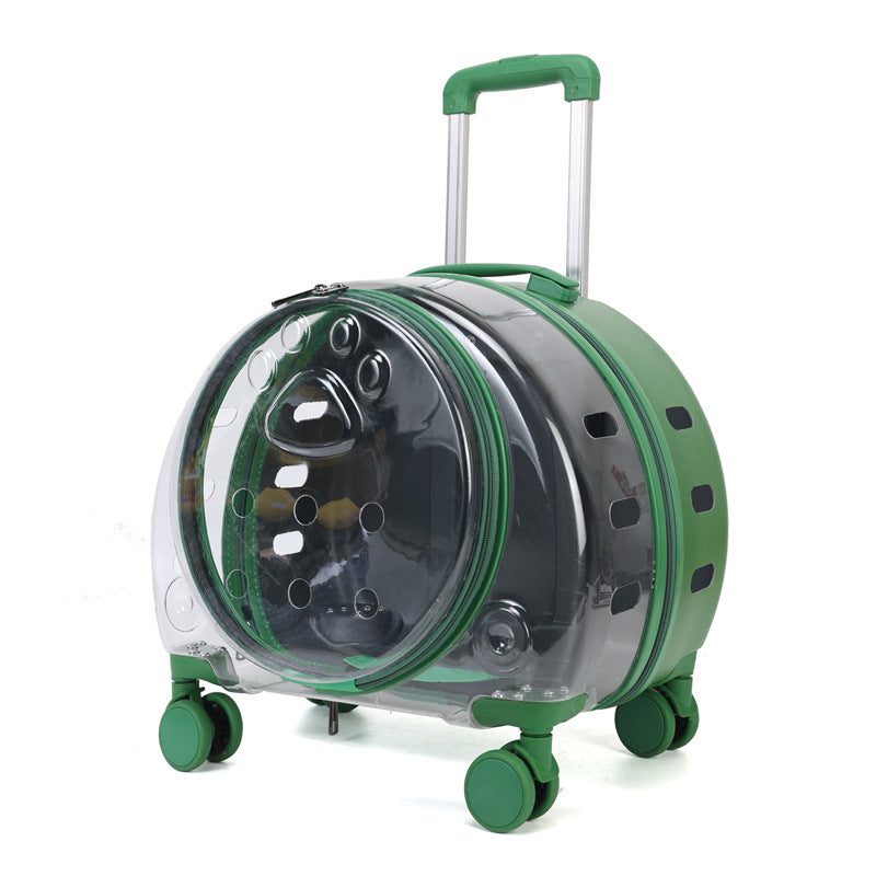 HKM-3098941 Transparent Pet Trolley Bag with Large Capacity and Universal Wheels