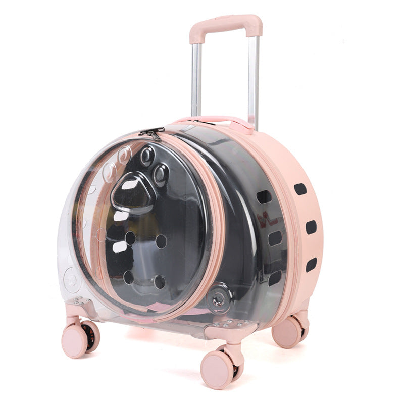 HKM-3098941 Transparent Pet Trolley Bag with Large Capacity and Universal Wheels