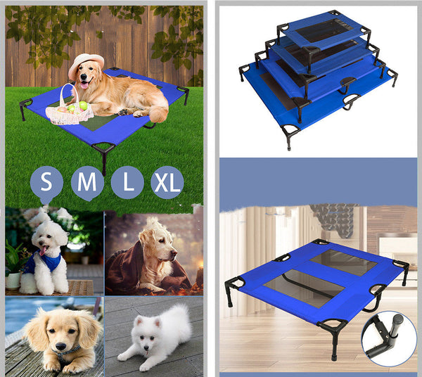 HKM-3100349 Portable Folding Pet Trampoline Bed - Durable Steel Frame with Breathable Oxford Cloth Cover