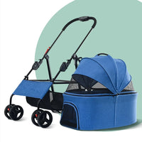HKM-310035 Luxury Folding Pet Stroller for Dogs and Cats with Large Wheels and One-Click Folding Mechanism
