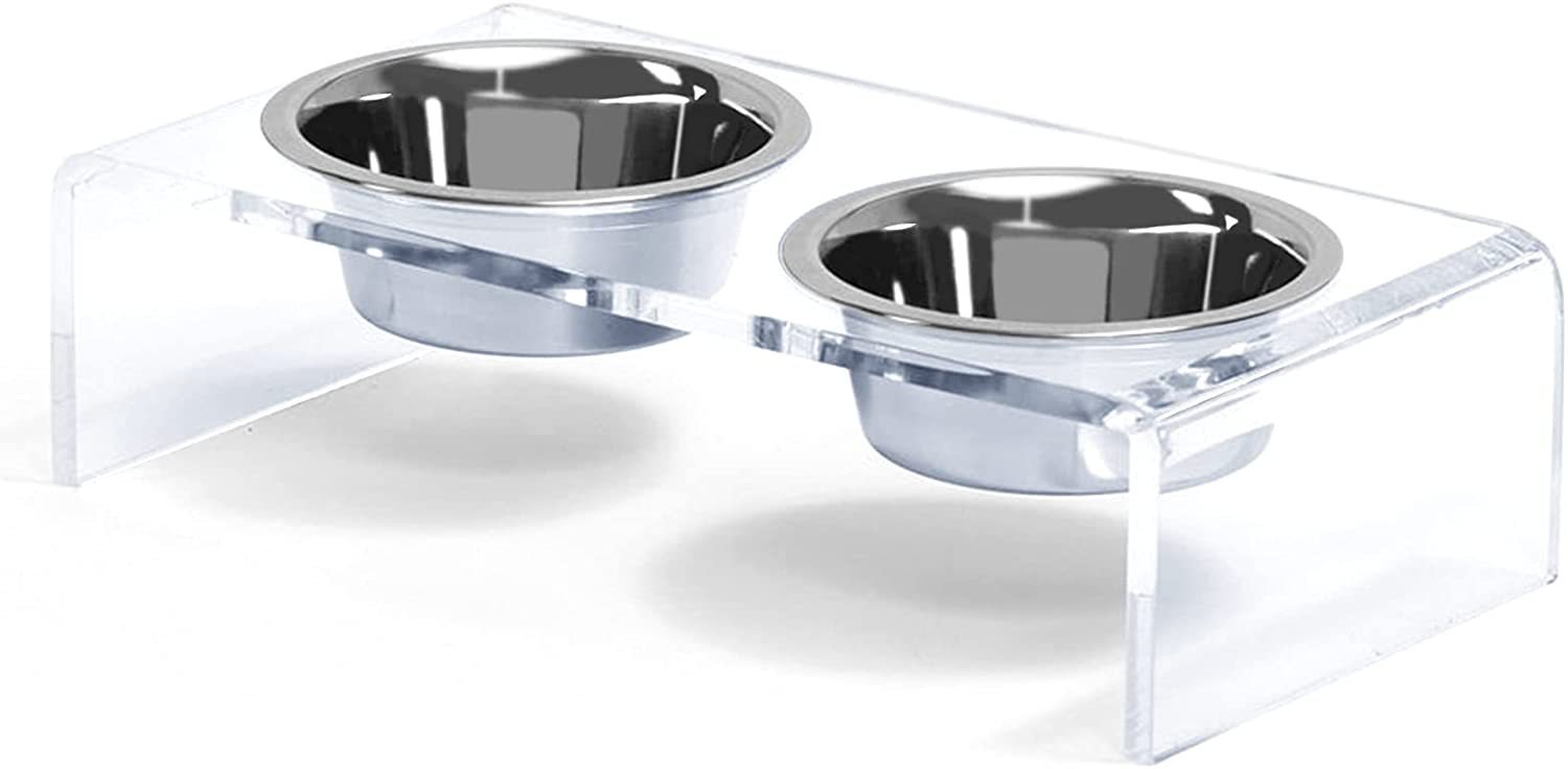 HKM-3100861 Acrylic Pet Feeder for Dogs and Cats - Environmentally Friendly Clear Feeding Rack