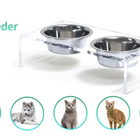 HKM-3100861 Acrylic Pet Feeder for Dogs and Cats - Environmentally Friendly Clear Feeding Rack
