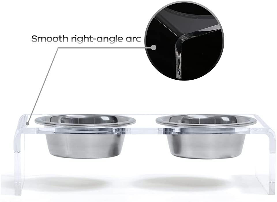 HKM-3100861 Acrylic Pet Feeder for Dogs and Cats - Environmentally Friendly Clear Feeding Rack