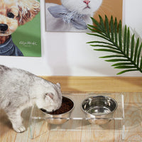 HKM-3100861 Acrylic Pet Feeder for Dogs and Cats - Environmentally Friendly Clear Feeding Rack