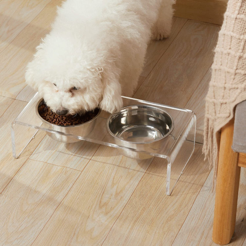 HKM-3100861 Acrylic Pet Feeder for Dogs and Cats - Environmentally Friendly Clear Feeding Rack